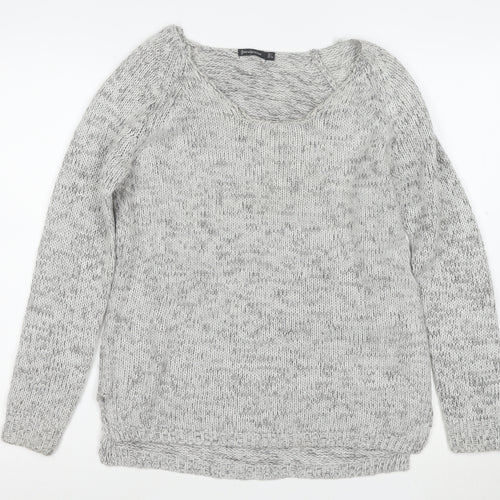 Stradivarius Women Grey Chunky-Knit Pullover Jumper Size 12