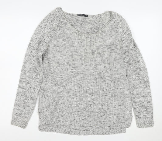 Stradivarius Women Grey Chunky-Knit Pullover Jumper Size 12