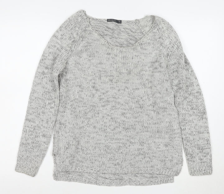 Stradivarius Women Grey Chunky-Knit Pullover Jumper Size 12