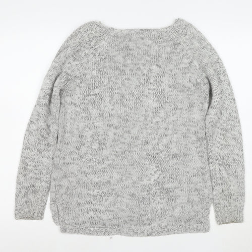 Stradivarius Women Grey Chunky-Knit Pullover Jumper Size 12