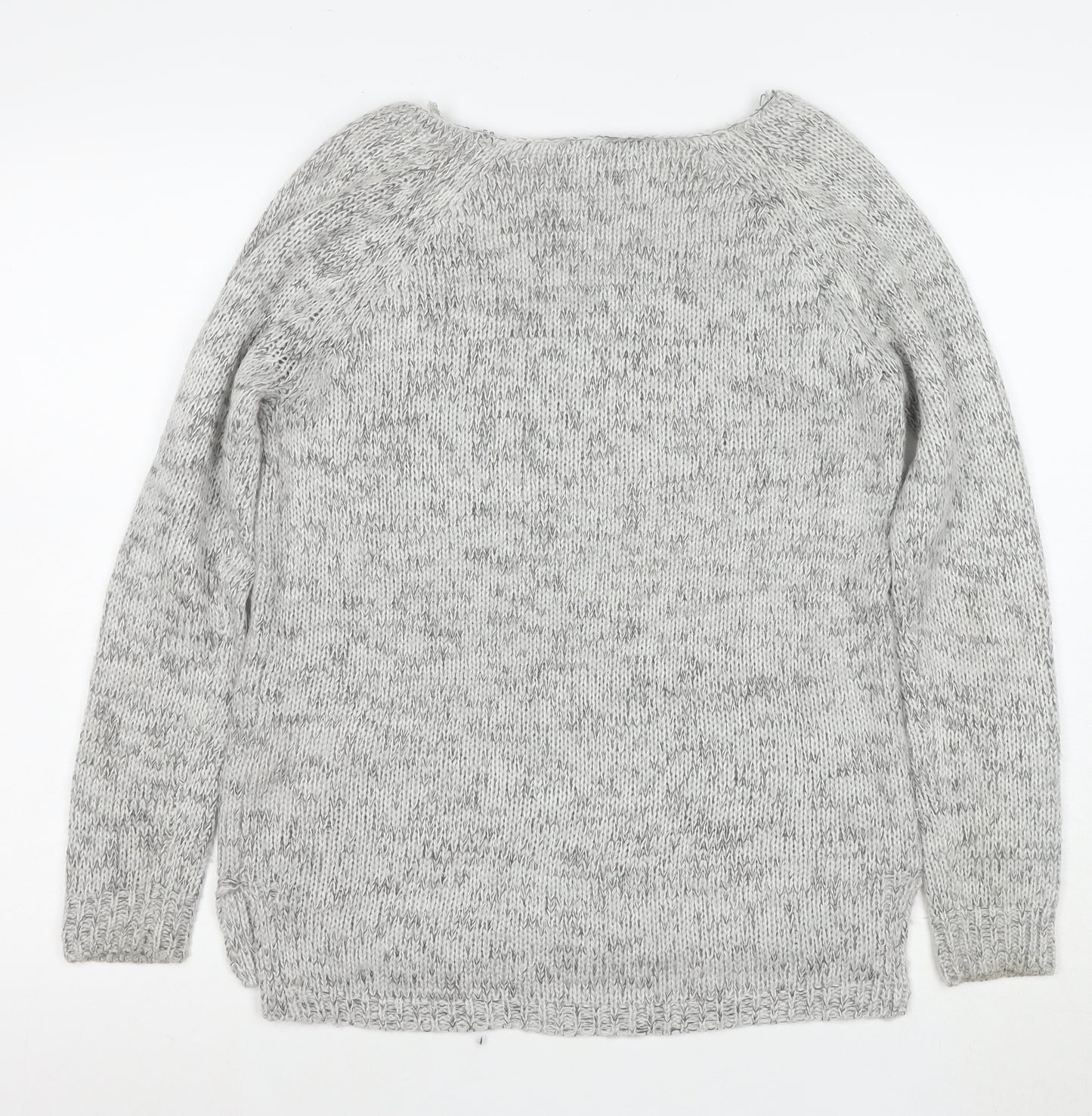 Stradivarius Women Grey Chunky-Knit Pullover Jumper Size 12
