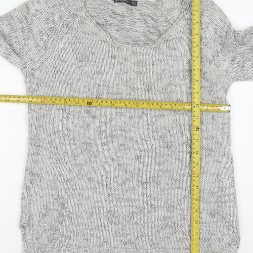 Stradivarius Women Grey Chunky-Knit Pullover Jumper Size 12