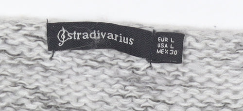 Stradivarius Women Grey Chunky-Knit Pullover Jumper Size 12