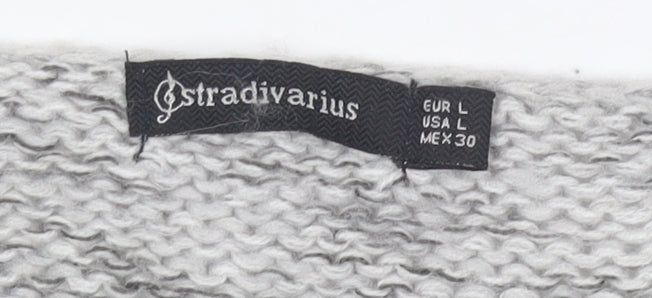 Stradivarius Women Grey Chunky-Knit Pullover Jumper Size 12