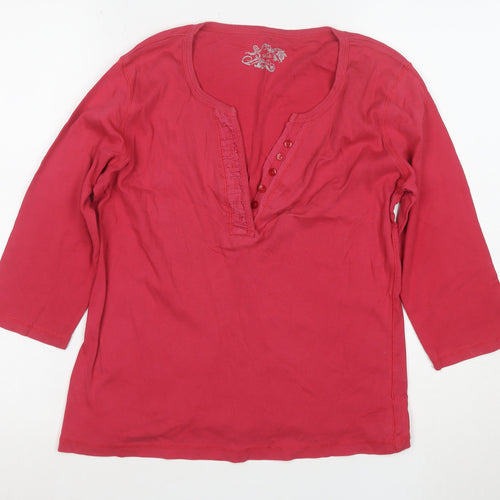 Marks and Spencer Women’s Red Cotton 3/4 Sleeve V-Neck Blouse Size 10