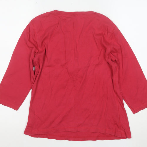 Marks and Spencer Women’s Red Cotton 3/4 Sleeve V-Neck Blouse Size 10