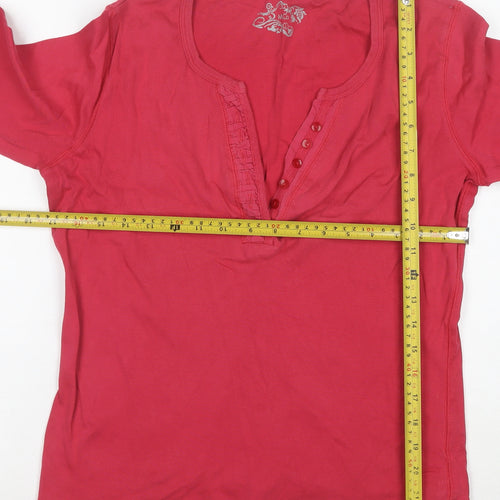 Marks and Spencer Women’s Red Cotton 3/4 Sleeve V-Neck Blouse Size 10
