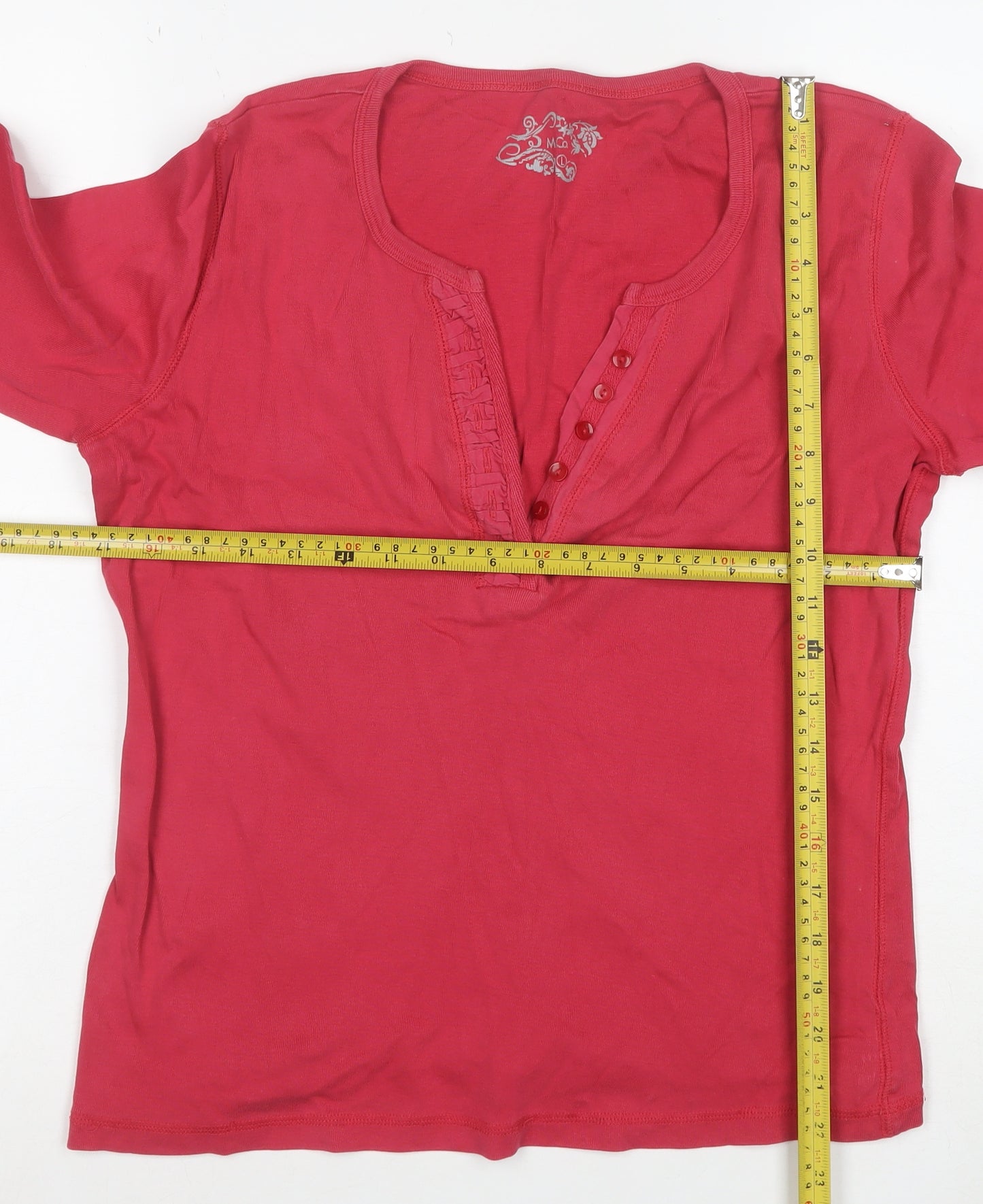 Marks and Spencer Women’s Red Cotton 3/4 Sleeve V-Neck Blouse Size 10