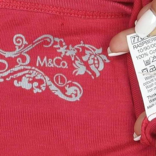 Marks and Spencer Women’s Red Cotton 3/4 Sleeve V-Neck Blouse Size 10