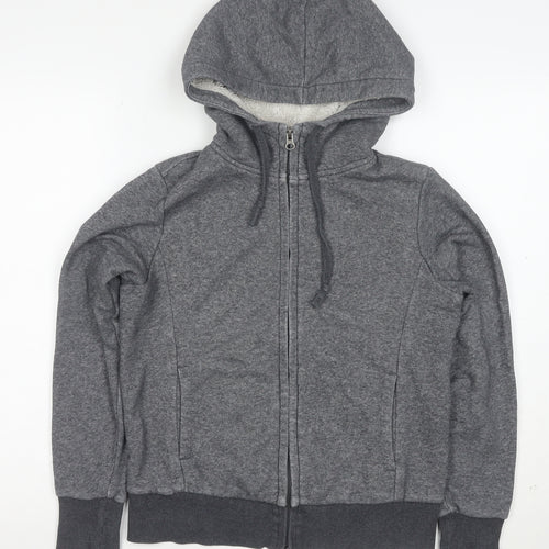 UNIQLO Women's Grey Full Zip Hoodie Small Fleece Lined Casual