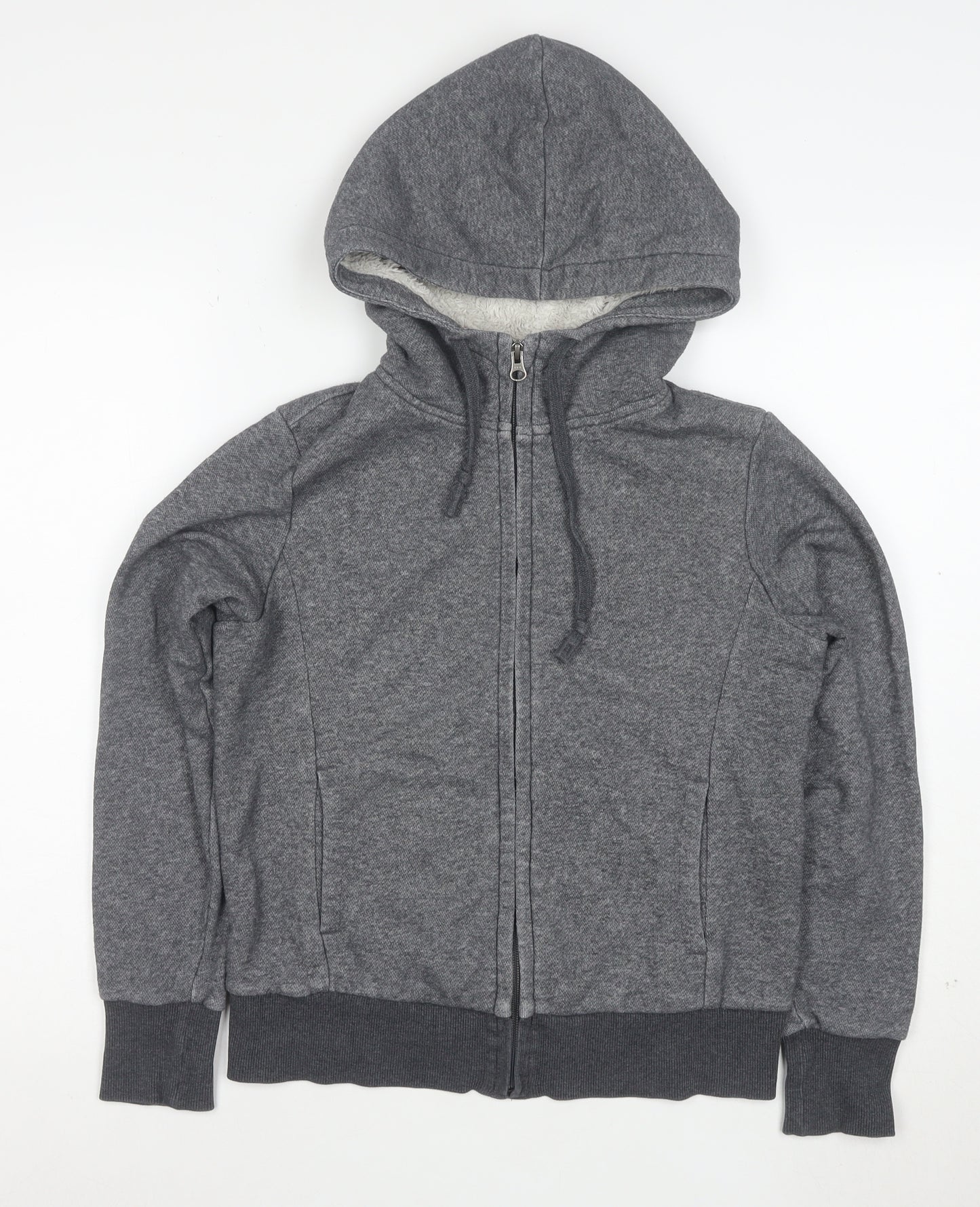 UNIQLO Women's Grey Full Zip Hoodie Small Fleece Lined Casual