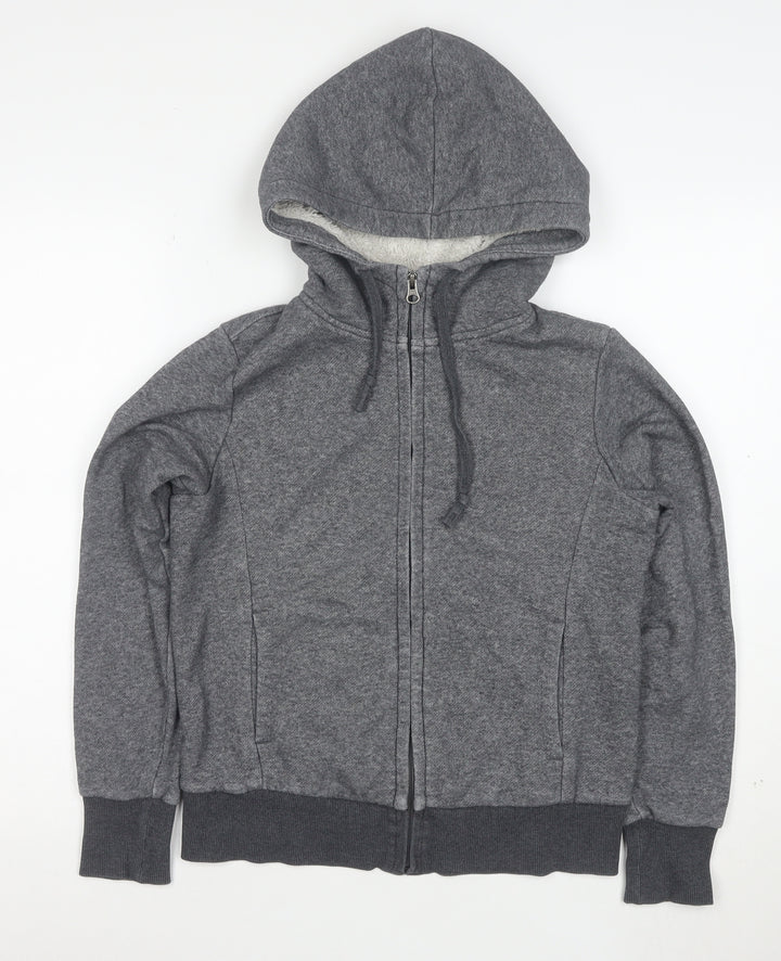 UNIQLO Women's Grey Full Zip Hoodie Small Fleece Lined Casual