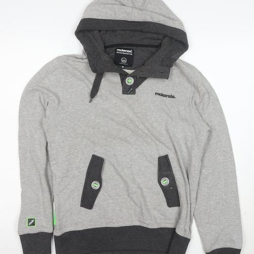 McKenzie Men’s Grey Henley Hoodie Medium Hooded Sweatshirt