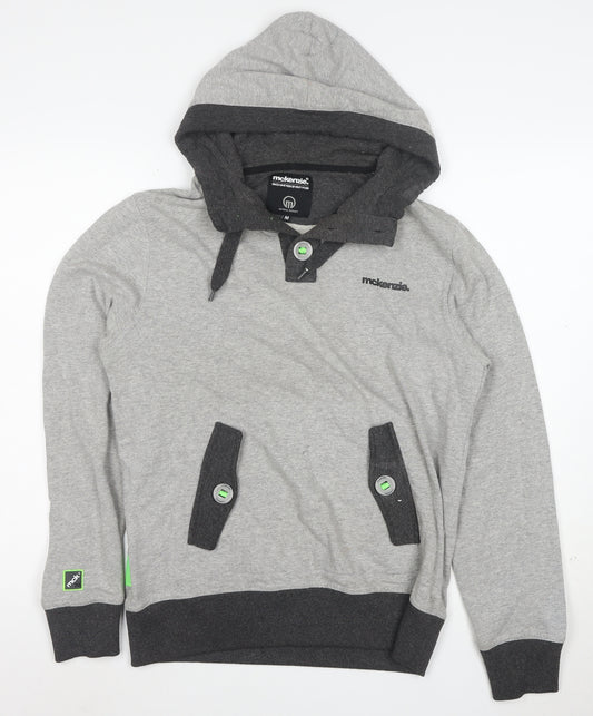 McKenzie Men’s Grey Henley Hoodie Medium Hooded Sweatshirt