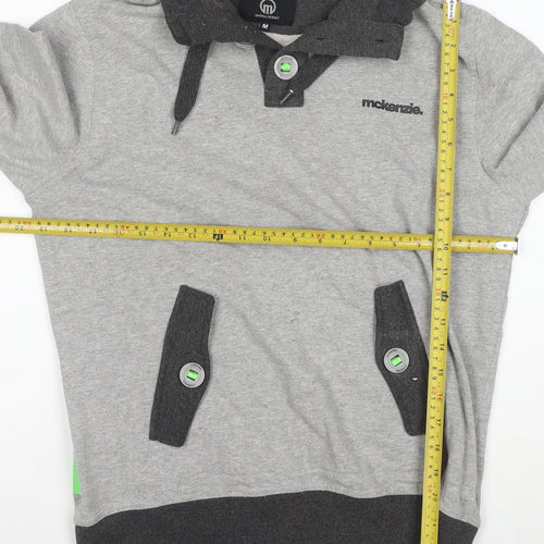 McKenzie Men’s Grey Henley Hoodie Medium Hooded Sweatshirt