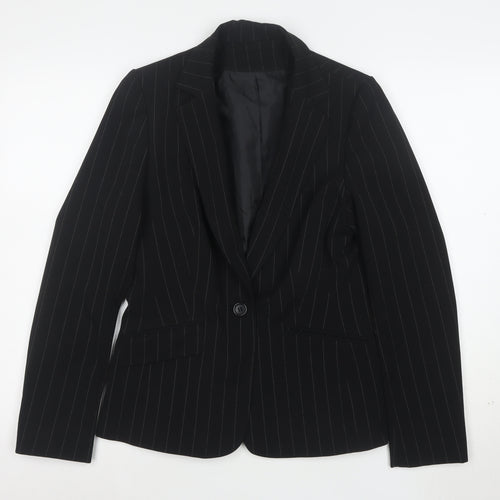 Dorothy Perkins Women’s Black Pinstripe Blazer Size 10 Regular Fit