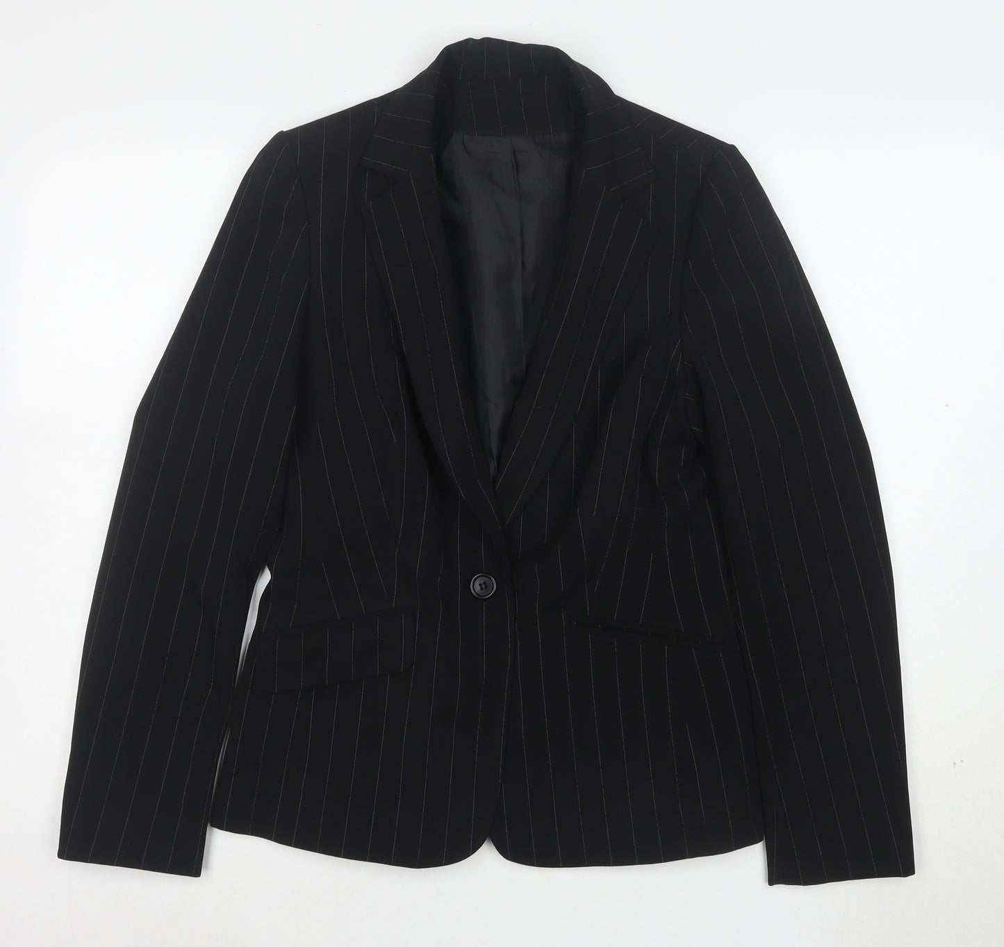 Dorothy Perkins Women’s Black Pinstripe Blazer Size 10 Regular Fit