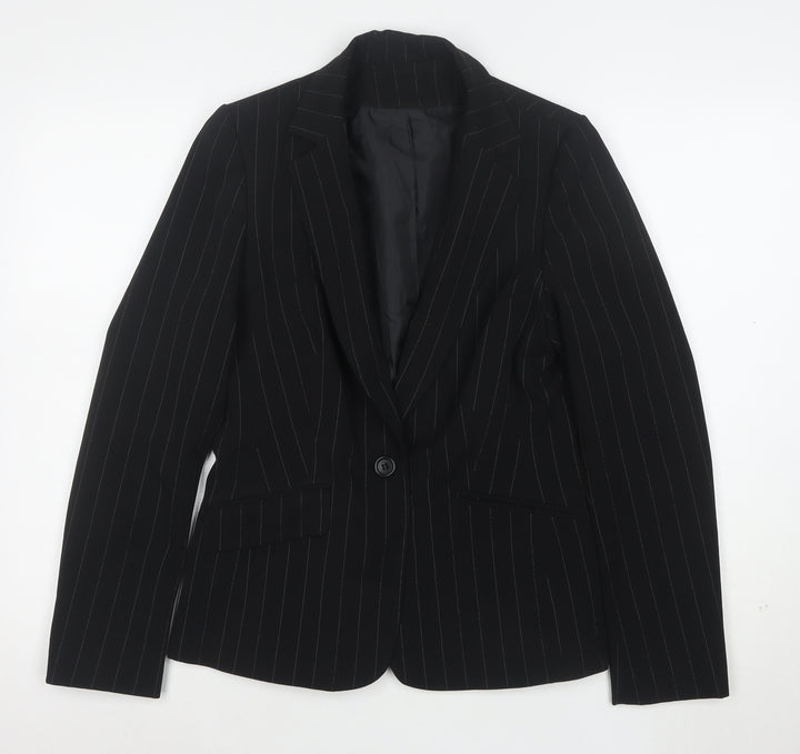Dorothy Perkins Women’s Black Pinstripe Blazer Size 10 Regular Fit