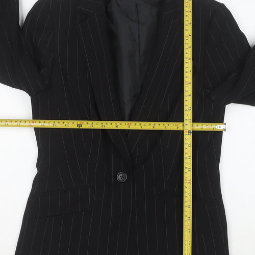 Dorothy Perkins Women’s Black Pinstripe Blazer Size 10 Regular Fit