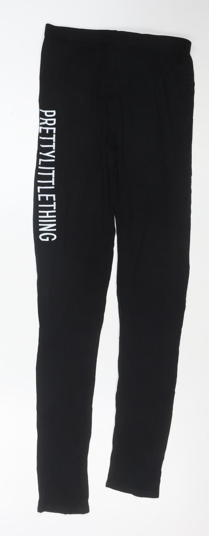 PrettyLittleThing Women’s Black Logo Leggings Size 8 Stretch Jersey