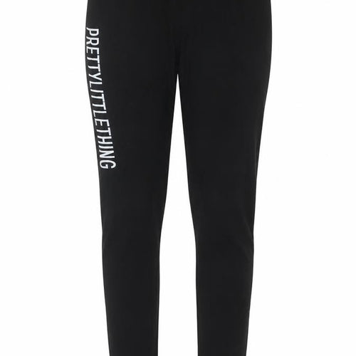 PrettyLittleThing Women’s Black Logo Leggings Size 8 Stretch Jersey