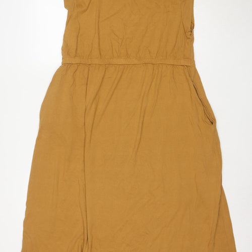 Next Women’s Brown Cotton A-Line Sleeveless Knee Length Dress Size 12