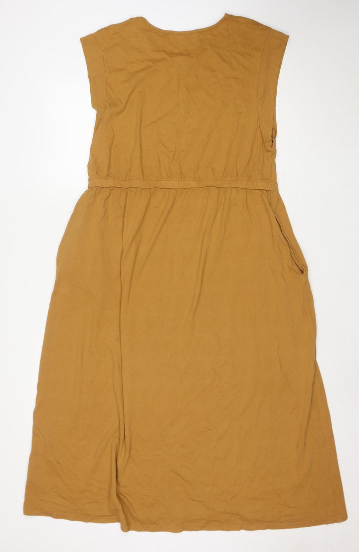 Next Women’s Brown Cotton A-Line Sleeveless Knee Length Dress Size 12