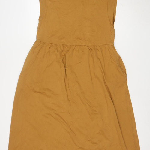 Next Women’s Brown Cotton A-Line Sleeveless Knee Length Dress Size 12
