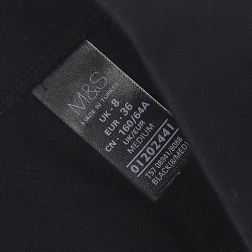Marks and Spencer Women Black Size 8 Cotton Stretch Leggings