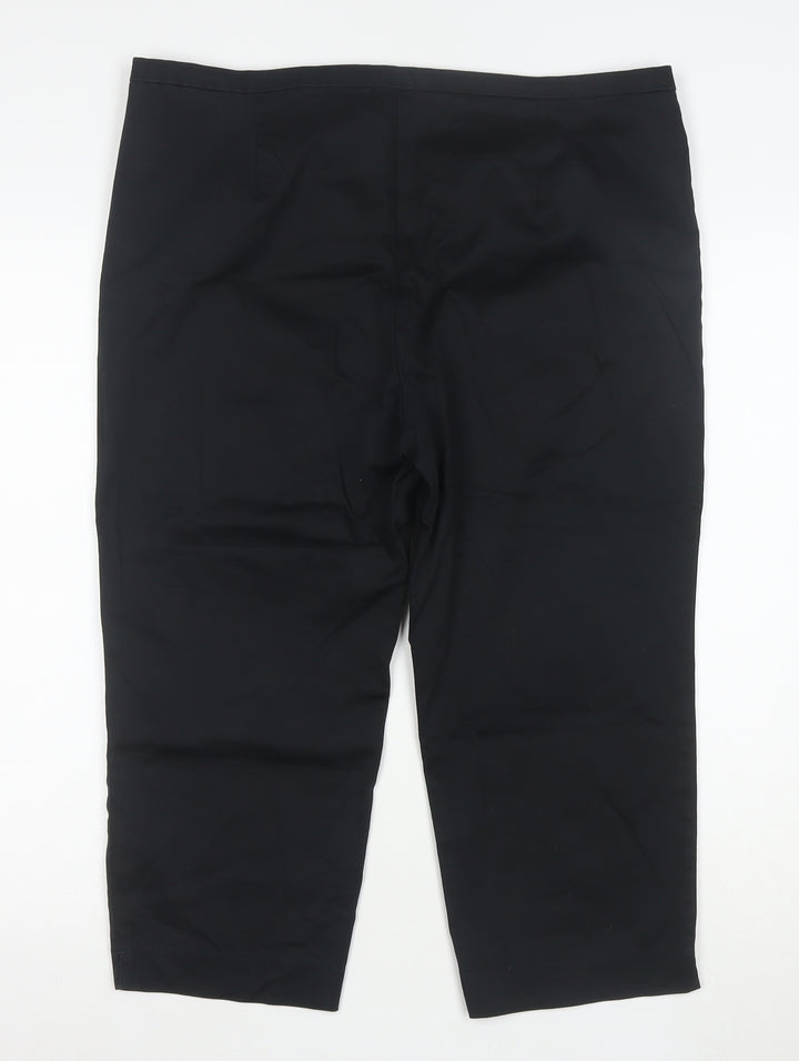 Marks and Spencer Women's Black Size 16 Petite Stretch Cotton Trousers