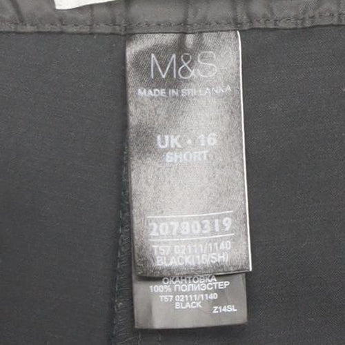 Marks and Spencer Women's Black Size 16 Petite Stretch Cotton Trousers