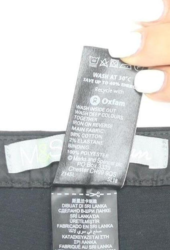 Marks and Spencer Women's Black Size 16 Petite Stretch Cotton Trousers