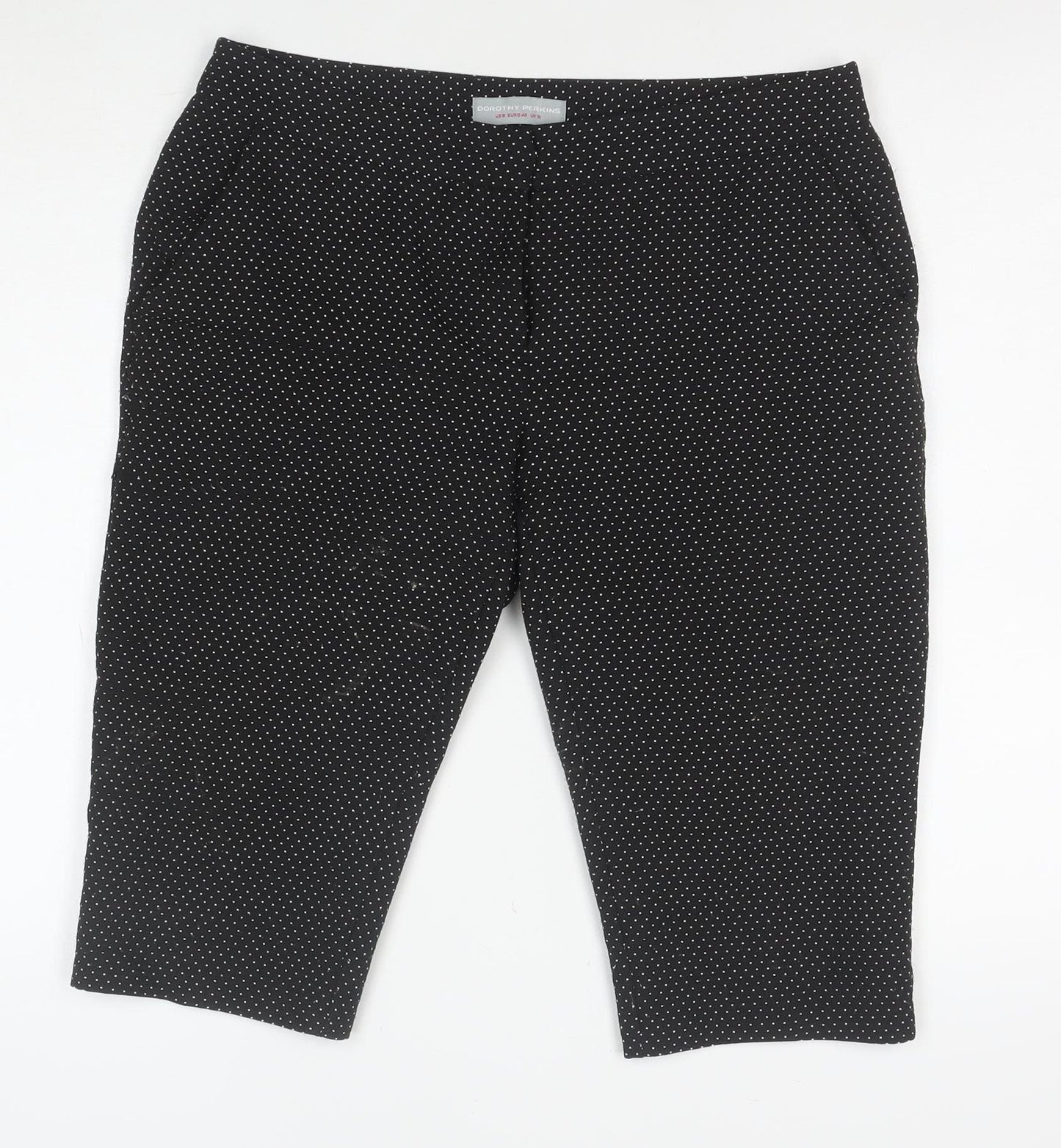 Dorothy Perkins Women's Black Polka Dot Cropped Trousers UK 12