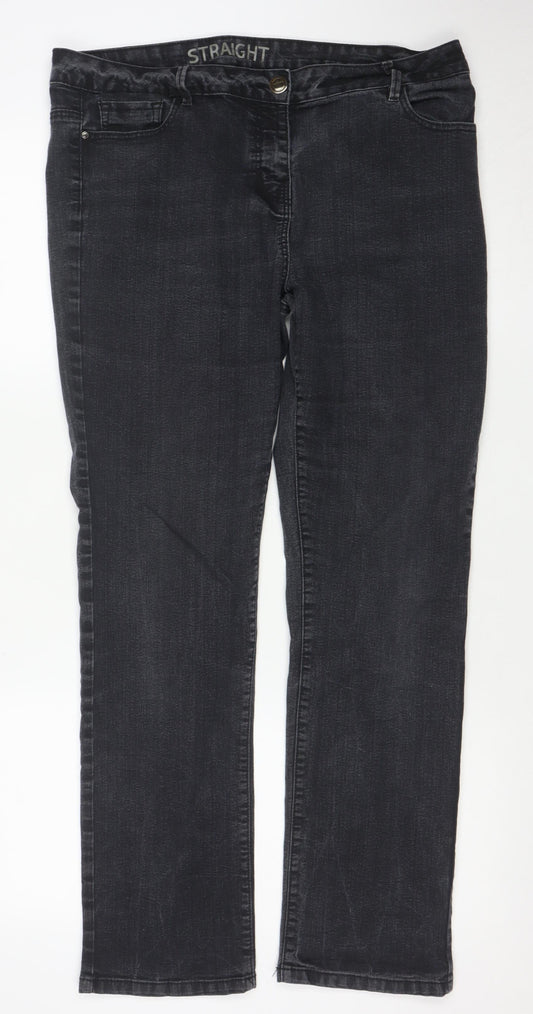 George Women's Black Straight Leg Stretch Jeans Size 16 Regular
