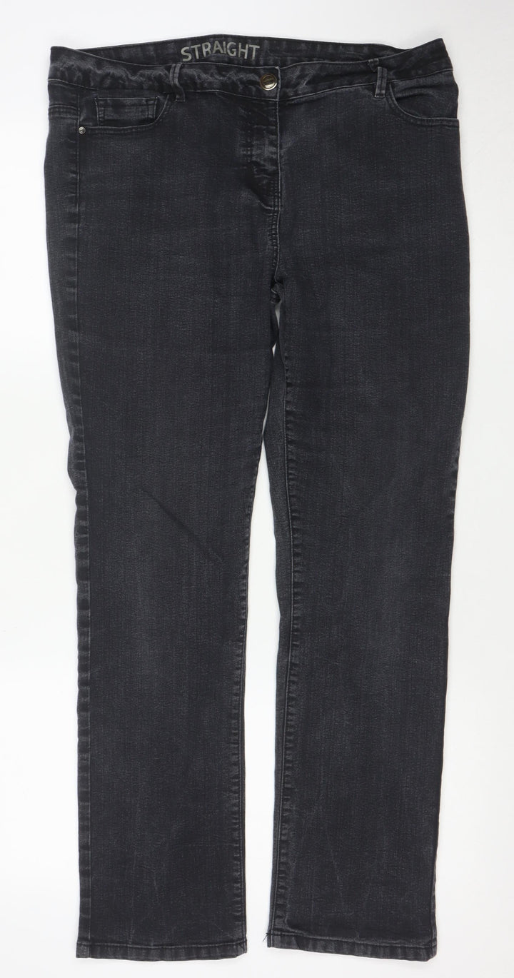 George Women's Black Straight Leg Stretch Jeans Size 16 Regular