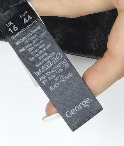 George Women's Black Straight Leg Stretch Jeans Size 16 Regular