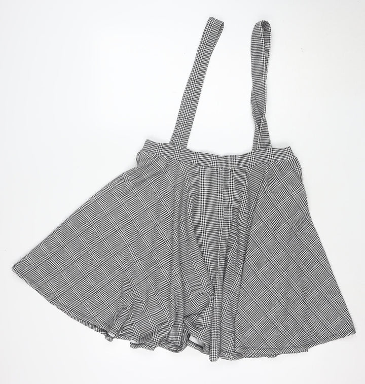 Boohoo Women's Black Check Wrap Skirt Size 16 Stretch Jersey