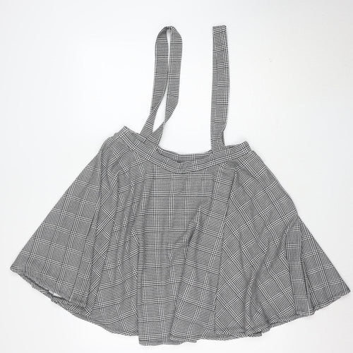 Boohoo Women's Black Check Wrap Skirt Size 16 Stretch Jersey