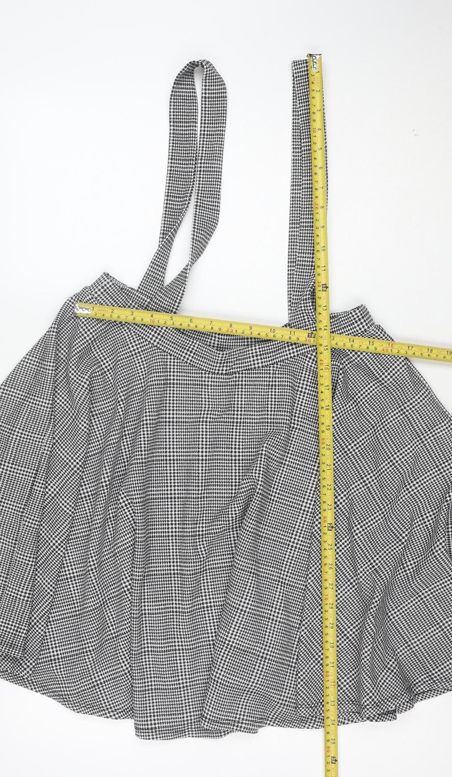 Boohoo Women's Black Check Wrap Skirt Size 16 Stretch Jersey
