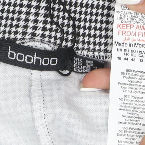 Boohoo Women's Black Check Wrap Skirt Size 16 Stretch Jersey