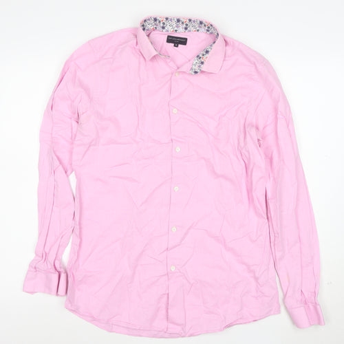 Taylor & Wright Men's Pink Slim Fit Long Sleeve Button-Up Shirt Size 16
