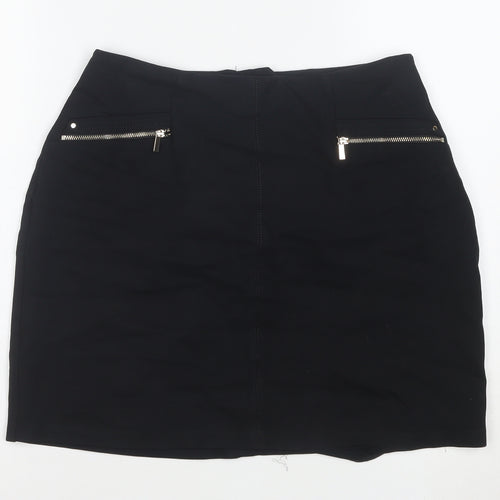Wallis Women Black Size 10 Pencil Stretch Knee Length Skirt