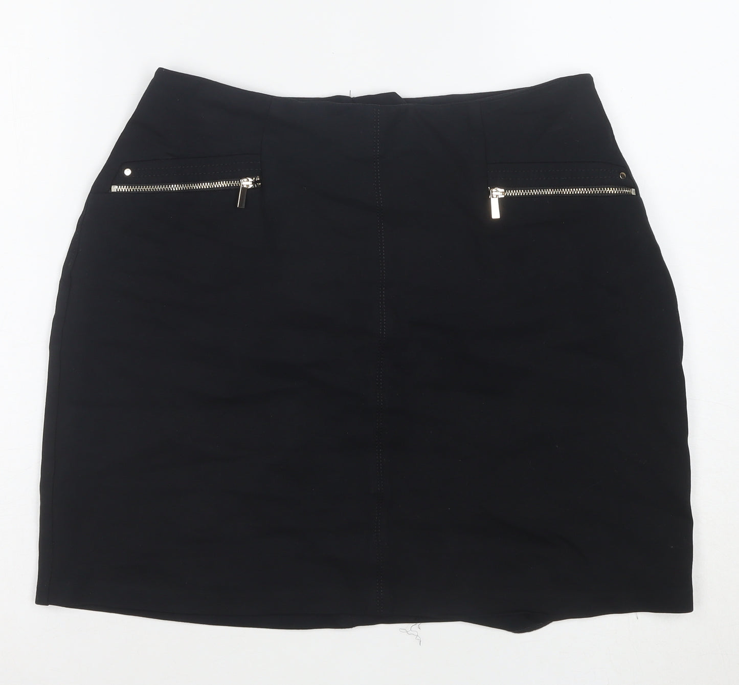 Wallis Women Black Size 10 Pencil Stretch Knee Length Skirt