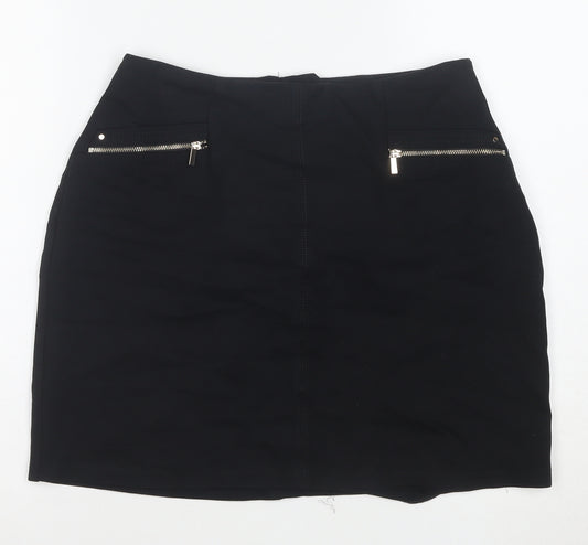 Wallis Women Black Size 10 Pencil Stretch Knee Length Skirt
