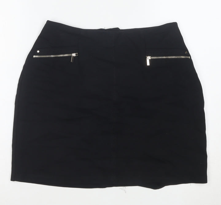Wallis Women Black Size 10 Pencil Stretch Knee Length Skirt