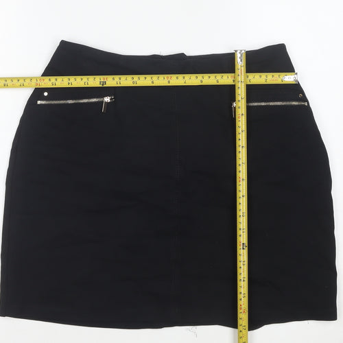 Wallis Women Black Size 10 Pencil Stretch Knee Length Skirt