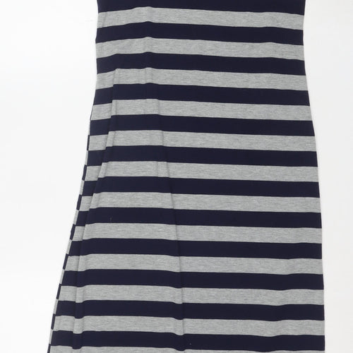 Red London Women's Navy Grey Striped Sleeveless Long Tank Dress M