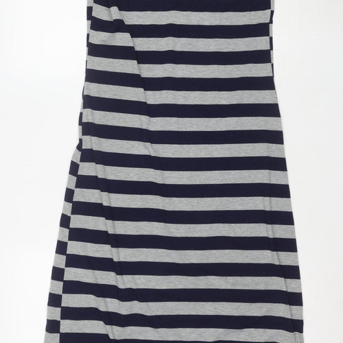 Red London Women's Navy Grey Striped Sleeveless Long Tank Dress M