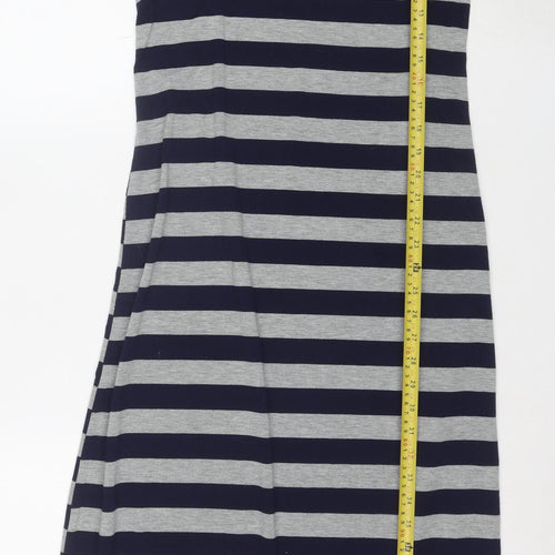 Red London Women's Navy Grey Striped Sleeveless Long Tank Dress M
