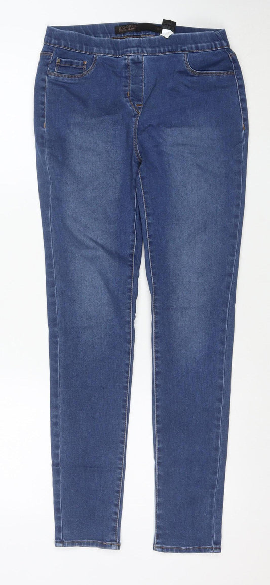 Next Women Blue 10R Jegging Jeans Cotton Blend Stretch Slim Fit